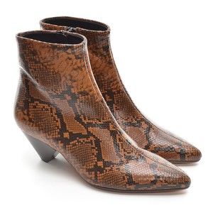 Vince Alder Snake Brown Leather Heeled Boots 6.5 M New